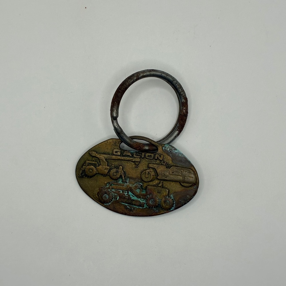 Vintage Galion Heavy Equipment Keychain Hampton Roads Tractor Norfolk VA Patina